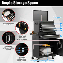 Load image into Gallery viewer, 2 - in - 1 Rolling Tool Chest, 5-Drawer Tool Storage Cabinet with Wheels, Adjustable Shelf, Tool Box Organizer for Garage Warehouse Workshop