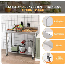 Load image into Gallery viewer, AECOJOY Stainless Steel Table with Backsplash 48"x18" Prep Tables for Commercial Kitchen