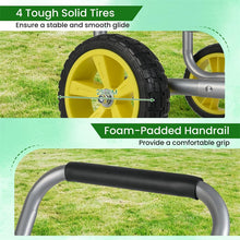 Load image into Gallery viewer, Heavy Duty Metal Garden Hose Reel Cart Holds 300FT of 5/8" Hose with 4 Wheels &amp; Storage Basket, Portable Water Hose Organizer for Yard Lawn