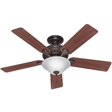 Load image into Gallery viewer, Hunter Pro's Best Five Minute 52" Ceiling Fan with Light - New Bronze - Dark Cherry/Medium Oak Blades
