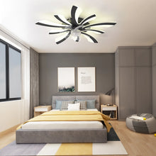 Load image into Gallery viewer, Garwarm Dimmable Ceiling Fan with Light and Remote Control, 27" Small Flush Mounted Ceiling Fan