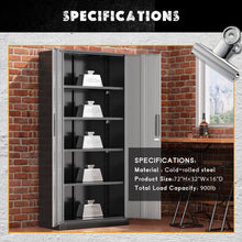 Load image into Gallery viewer, SOLAURA 71" Metal Garage Storage Cabinet with Locking Doors and Adjustable Shelves for Home, Office(Black)