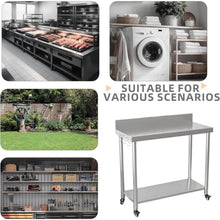 Load image into Gallery viewer, AECOJOY Stainless Steel Table with Backsplash 48"x18" Prep Tables for Commercial Kitchen