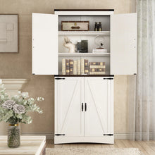 Load image into Gallery viewer, 71" Tall Farmhouse Kitchen Pantry Cabinet, 5 Layers Storage Cabinet with Adjustable Shelves, Farmhouse Pantry Cabinet with 4 Barn Doors