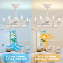 Load image into Gallery viewer, Maxax Candlestick Ceiling Fan with Light, 21" White Vintage Ceiling Fan with Remote Control, 6 Speeds Reversible Timing Ceiling Fan