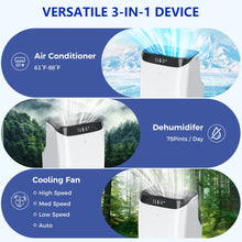 Load image into Gallery viewer, Fosawd 12000 BTU Portable Air Conditioner Cools up to 500 Sq. Ft, 3 - in - 1 AC, Dehumidifier, Fan