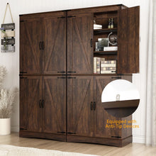 Load image into Gallery viewer, 71" Tall Farmhouse Kitchen Pantry Cabinet, 5 Layers Storage Cabinet with Adjustable Shelves, Farmhouse Pantry Cabinet with 4 Barn Doors