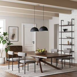 Nathan James Percy Modern 2-Light Pendant Island Light Fixture, Hanging Lights with Metal Shade and Adjustable Cord, for Kitchen, Living Room, Black