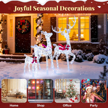 Load image into Gallery viewer, Tangkula 3-Piece Christmas Lighted Iridescent Reindeer Family Set with 215 Cold White LED Lights and Ground Stakes
