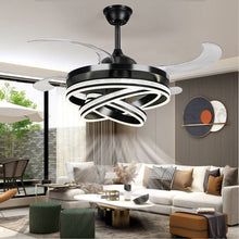 Load image into Gallery viewer, Dontavius 42'' Retractable Ceiling Fan, LED 3 Color Brightness Adjustable Chandelier Ceiling Fan Mercer41 Finish: Black