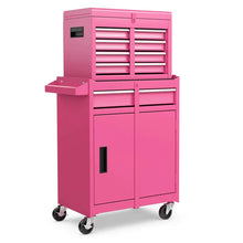 Load image into Gallery viewer, 2 - in - 1 Rolling Tool Chest, 5-Drawer Tool Storage Cabinet with Wheels, Adjustable Shelf, Tool Box Organizer for Garage Warehouse Workshop