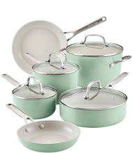 Load image into Gallery viewer, KitchenAid 10-Piece Hard Anodized Ceramic Nonstick Cookware Set, Pistachio