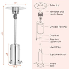 Load image into Gallery viewer, 50,000 BTU Propane Patio Heater, Standing Stainless Steel Outdoor Heater with Wheels, Triple Protection, CSA Certified for Deck &amp; Commercial