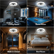 Load image into Gallery viewer, Cannonx 14 Low Profile Ceiling Fans with Lights and Remote, Modern Fandelier Ceiling Fan