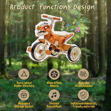 Load image into Gallery viewer, Xuanlur Kids Ride on Dinosaur Tricycle, Toddlers Kid Trike with Wide Flash Wheels, Anti - Slip Pedals, Rear Basket, Music &amp; LED Lights, Toddler Bike