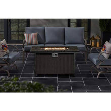Load image into Gallery viewer, Home Decorators Collection Anaheim 49 in. x 25 in. Aluminum Stainless Steel Black GAS Fire Pit with Black Marble Tile Top