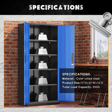 Load image into Gallery viewer, SOLAURA 71" Metal Garage Storage Cabinet with Locking Doors and Adjustable Shelves for Home, Office(Black)