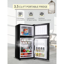 Load image into Gallery viewer, 3.5 Cu.ft Mini Fridge Freezer, 2 Door Small Refrigerator, 7 Level Adjustable Thermostat Freezer Fridge for Living Room, Kitchen and Apartment, Sivelr