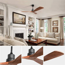 Load image into Gallery viewer, 52" and 60" Noiseless Walnut Wood Ceiling Fan with Remote Control,Light Integrated Optional - 52 inch - 52" Ceiling Fan Without Light