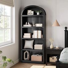 Load image into Gallery viewer, Bookcase 5 Shelf Arched Bookshelf 71.65in Tall Bookcase Farmhouse Display Storage Rack Wooden Bookshelves for Home Office, Living Room(White)
