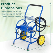 Load image into Gallery viewer, Garden Hose Reel Cart Holds 230FT of 5/8" Hose, Heavy - Duty Hose Cart with 2 Wheels &amp; Storage Basket, Portable Water Hose Organizer for Yard