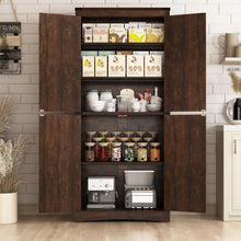 Load image into Gallery viewer, 71" Tall Farmhouse Kitchen Pantry Cabinet, 5 Layers Storage Cabinet with Adjustable Shelves, Farmhouse Pantry Cabinet with 4 Barn Doors