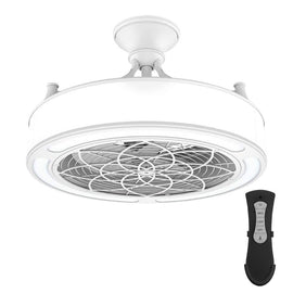Home Decorators Collection SFL-550L4 Windara 22 in. LED Indoor/Covered Outdoor White Ceiling Fan with Light Kit and Remote Control