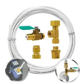 Metpure Ice Maker Fridge Installation Kit ÿ 25' Feet Tubing for Appliance Water Line with Stop Tee Connection and Valve for Quick Installation, 1/4