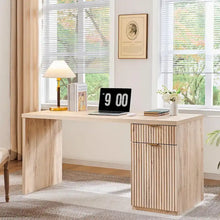 Load image into Gallery viewer, 60 - Inch Contemporary Executive Desk - Wooden Home Office &amp; Fluted Computer Desk