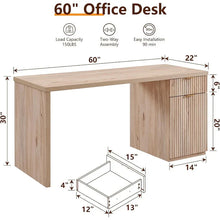 Load image into Gallery viewer, 60 - Inch Contemporary Executive Desk - Wooden Home Office &amp; Fluted Computer Desk
