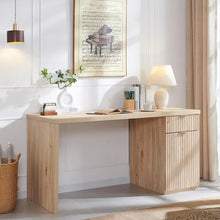 Load image into Gallery viewer, 60 - Inch Contemporary Executive Desk - Wooden Home Office &amp; Fluted Computer Desk