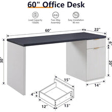 Load image into Gallery viewer, 60 - Inch Contemporary Executive Desk - Wooden Home Office &amp; Fluted Computer Desk