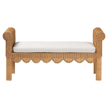 Load image into Gallery viewer, Reiko Handcrafted Natural Rattan Bench with Scalloped Design - Boho Farmhouse Seating for Entryway, Bedroom, or Living Room