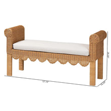 Load image into Gallery viewer, Reiko Handcrafted Natural Rattan Bench with Scalloped Design - Boho Farmhouse Seating for Entryway, Bedroom, or Living Room