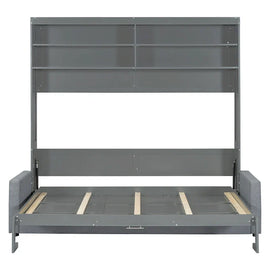 Queen Murphy Bed with Sofa - 2 - in - 1 Design, Storage Solutions & Dual - Piston Mechanism