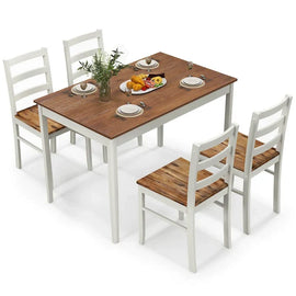 Costway 5-Piece Solid Wood Dining Set for Kitchen