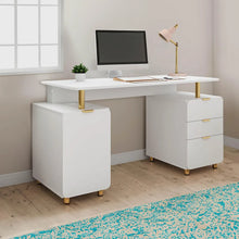 Load image into Gallery viewer, Contemporary Executive Floating Desk with 3 Drawers and Stylish Work Surface