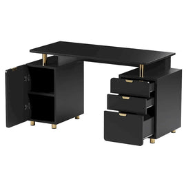 Contemporary Executive Floating Desk with 3 Drawers and Stylish Work Surface