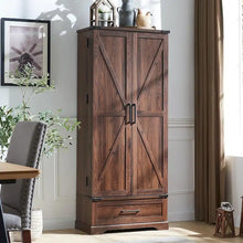 Load image into Gallery viewer, 72 - Inch Tall Farmhouse Kitchen Pantry Cabinet - Stylish Storage Cupboard