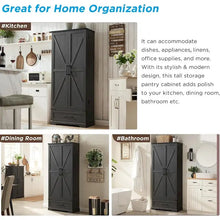 Load image into Gallery viewer, 72 - Inch Tall Farmhouse Kitchen Pantry Cabinet - Stylish Storage Cupboard