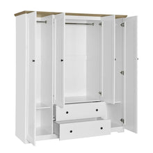 Load image into Gallery viewer, Freestanding 4 - Door Wardrobe Armoire with 2 Drawers and Hanging Rods for Clothes Storage