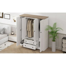 Load image into Gallery viewer, Freestanding 4 - Door Wardrobe Armoire with 2 Drawers and Hanging Rods for Clothes Storage