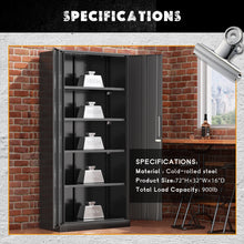 Load image into Gallery viewer, SOLAURA 71" Metal Garage Storage Cabinet with Locking Doors and Adjustable Shelves for Home, Office(Black)