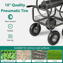 Load image into Gallery viewer, Portable Garden Hose Reel Cart Holds 300FT of 5/8" Large Capacity, Heavy - Duty Metal Hose Cart with 4 Wheels &amp; Storage Basket for Lawn Yard