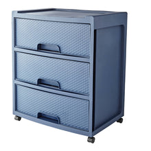 Load image into Gallery viewer, Mainstays 3 Drawer Wide Diamond Plastic Storage Cart, Cove Blue