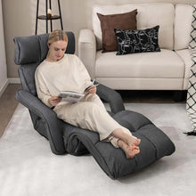 Load image into Gallery viewer, 6 - Position Adjustable Floor Sofa Bed, Folding Lazy Sofa Chaise Lounger Recliner with Armrests &amp; Footrests for Living Room, Bedroom &amp; Gaming
