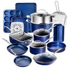 Load image into Gallery viewer, Classic Blue 20-Piece Aluminum Ultra - Durable Non - Stick Diamond Infused Cookware and Bakeware Set