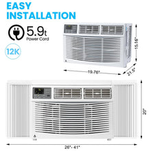 Load image into Gallery viewer, M Optimized 12000BTU Window Air Conditioner with Wi - Fi Enabled, Remote Control, Air Conditioner Window Unit Cooling up to 550sq.ft, 115V Window AC