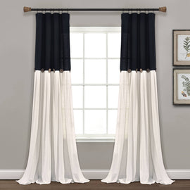 Lush Decor Linen Button Single Panel Window Curtain - 84