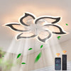 Garwarm Dimmable Ceiling Fan with Light and Remote Control, 27" Small Flush Mounted Ceiling Fan